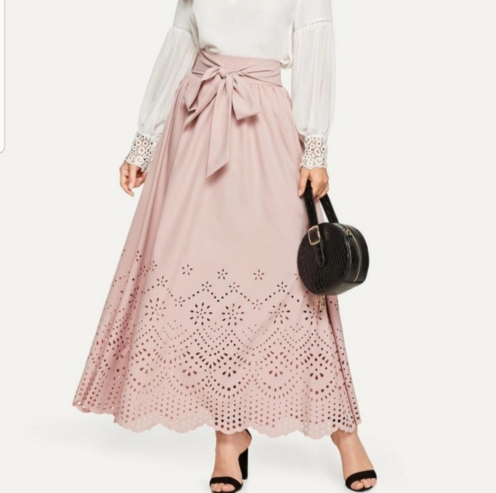 Womens High Waisted Laser Cutout Skirt